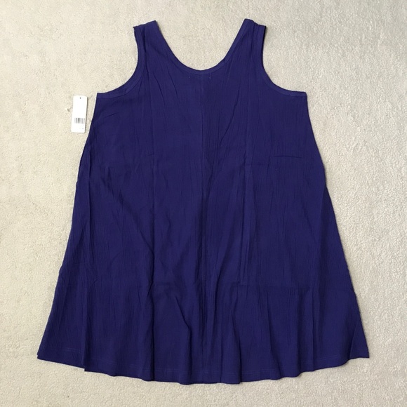 SALE Collette by Miss Elaine Sleeveless Cotton Nightgown Pockets Blue Size 1X - Picture 8 of 10